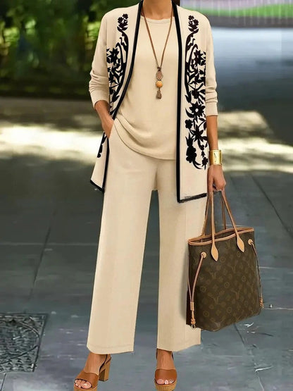 Cardigan Set Damen | 3-teilig mit Weste und Hose 29