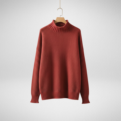 Edelma | Damen Strickpullover mit Stehkragen - Burgundy - Image 1