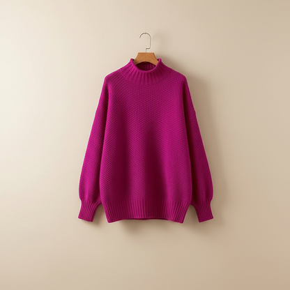 Edelma | Damen Strickpullover mit Stehkragen - Burgundy - Image 10