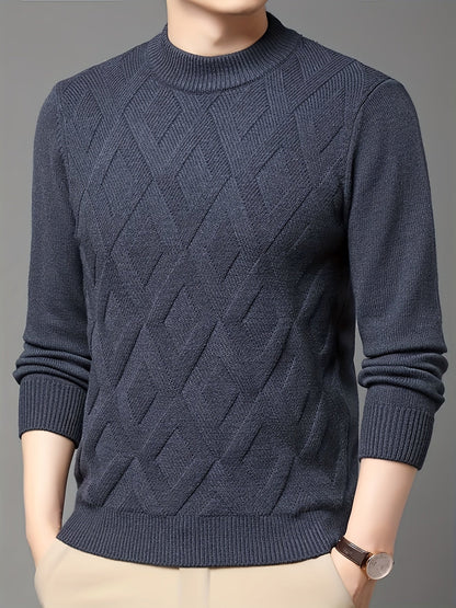 Eldmund | Herren Strickpullover Stehkragen Strukturmuster - Teal - Image 10