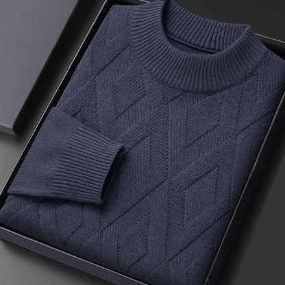 Eldmund | Herren Strickpullover Stehkragen Strukturmuster - Teal - Image 7