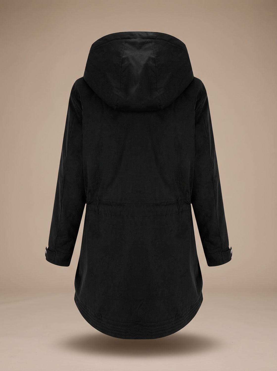 Eldvane | Damen Winterparka Fleece-Kapuze Tailliert - Black - Image 2