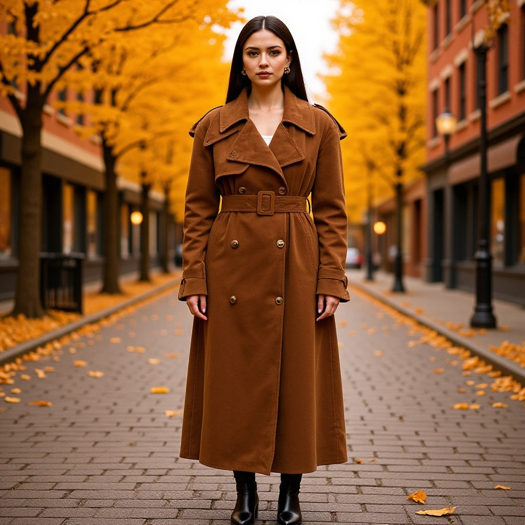 Eldvaris | Damen Langer Wintermantel Tailliert - Brown - Image 1