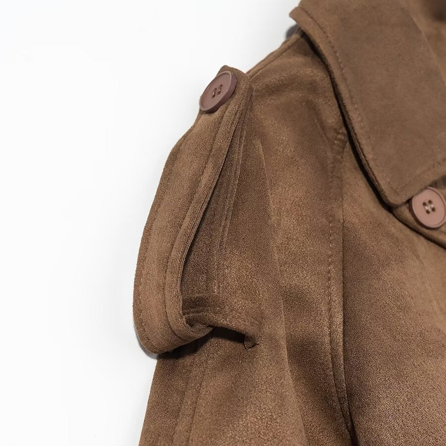 Eldvaris | Damen Langer Wintermantel Tailliert - Brown - Image 4