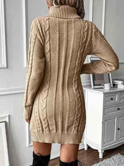 Eldwara | Damen Strickkleid mit Zopfmuster - Camel - Image 2