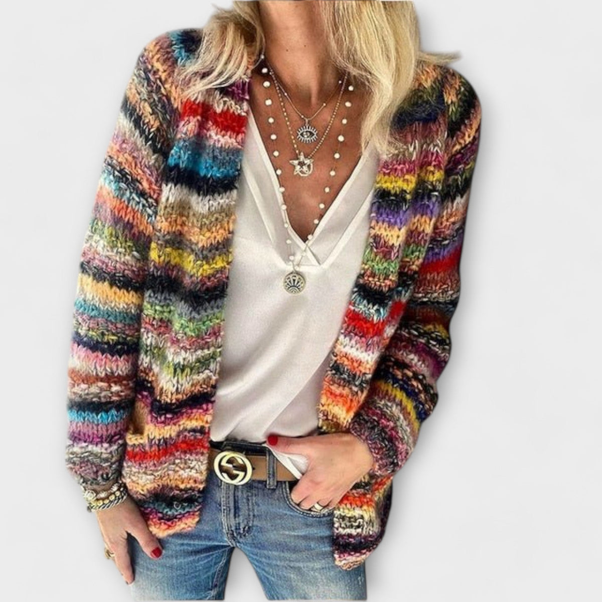 Eldwine | Damen Bunte Strickjacke Offen - Image 1