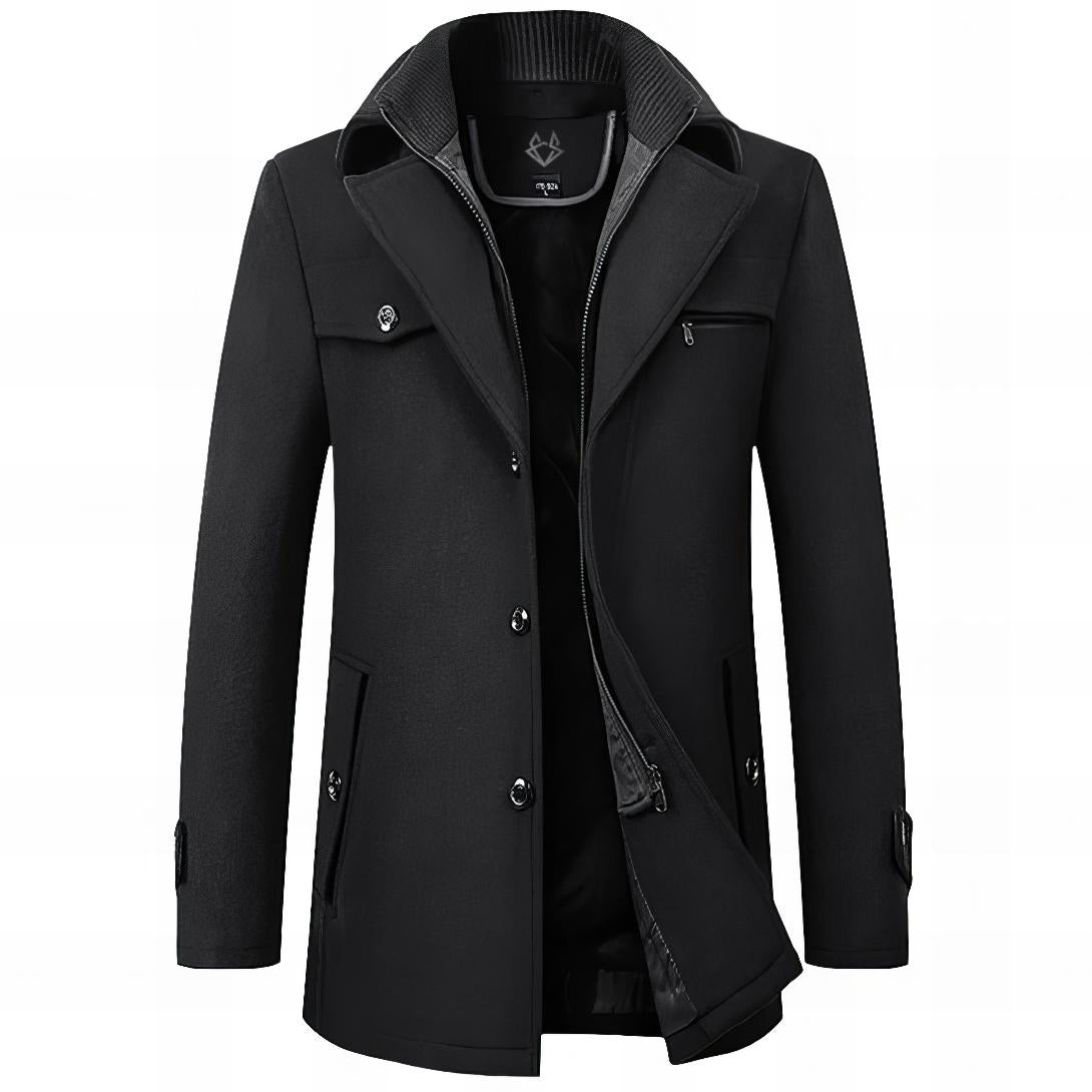 Herren Mantel Tailored Fit Knopfleiste Wintermantel 1