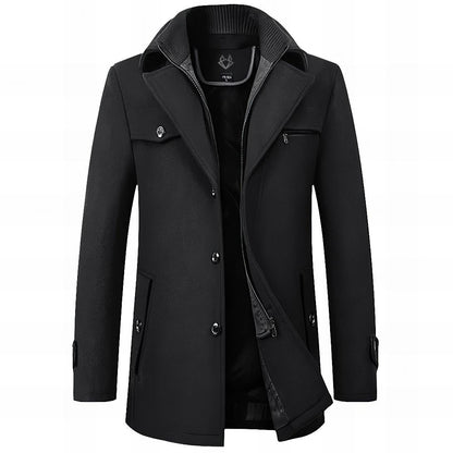 Herren Mantel Tailored Fit Knopfleiste Wintermantel 1