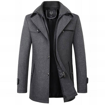 Herren Mantel Tailored Fit Knopfleiste Wintermantel 3