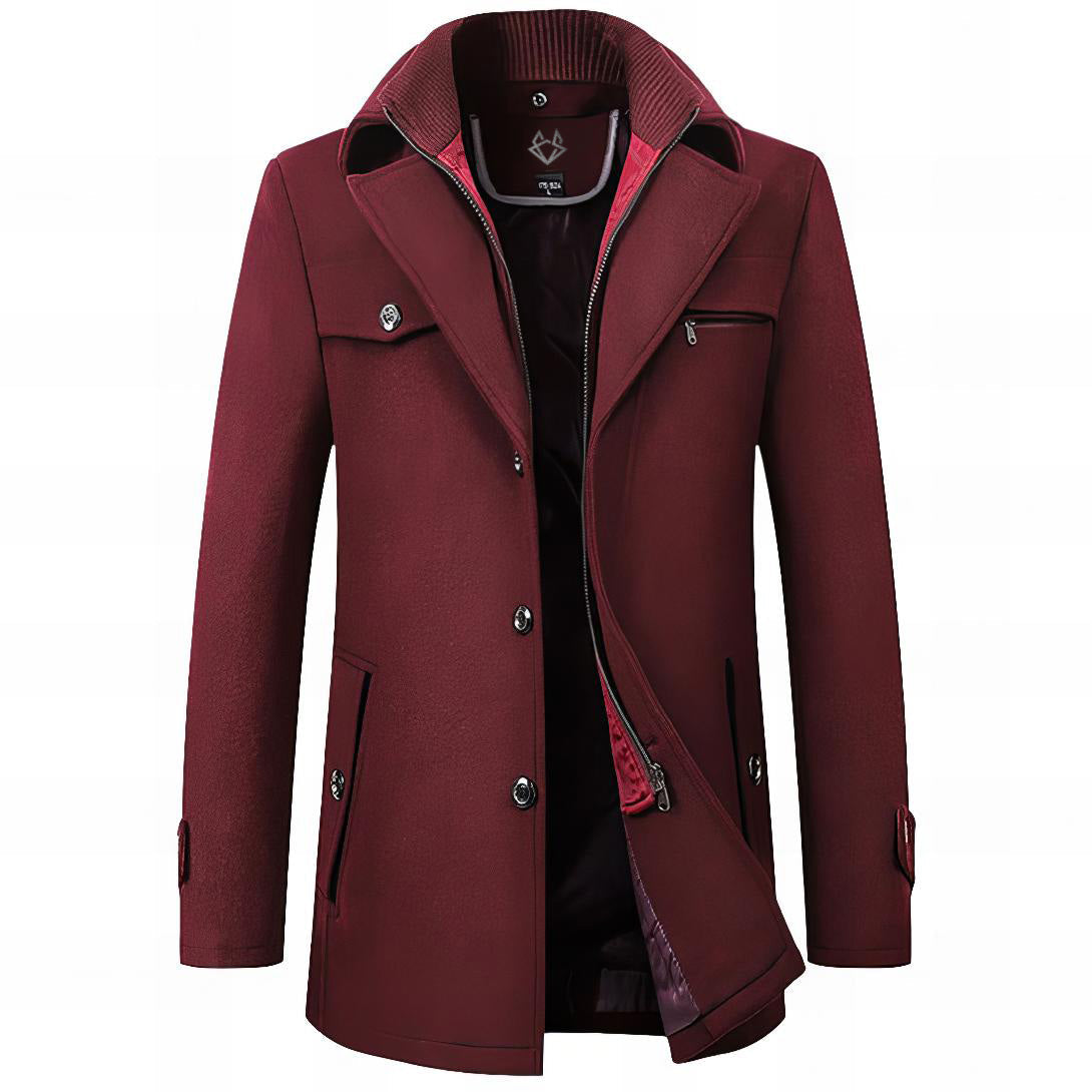 Herren Mantel Tailored Fit Knopfleiste Wintermantel 4