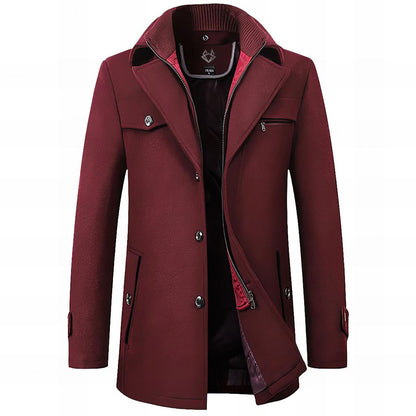 Herren Mantel Tailored Fit Knopfleiste Wintermantel 4