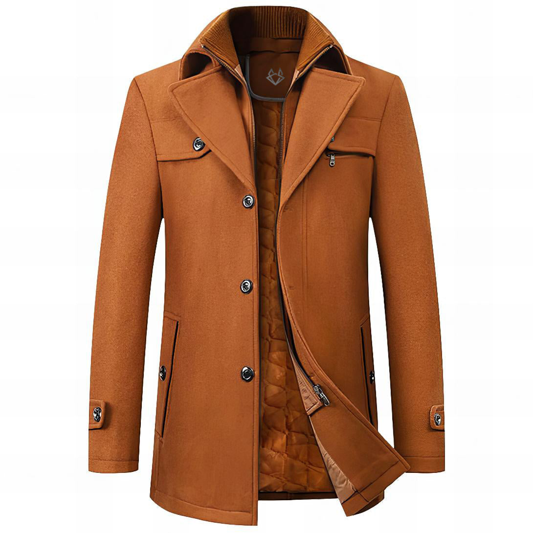 Herren Mantel Tailored Fit Knopfleiste Wintermantel 5