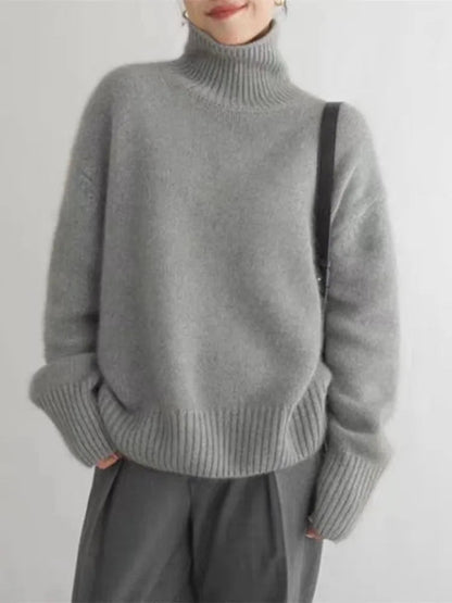 Elspeth | Damen Rollkragen Pullover Oversized - Cream - Image 4