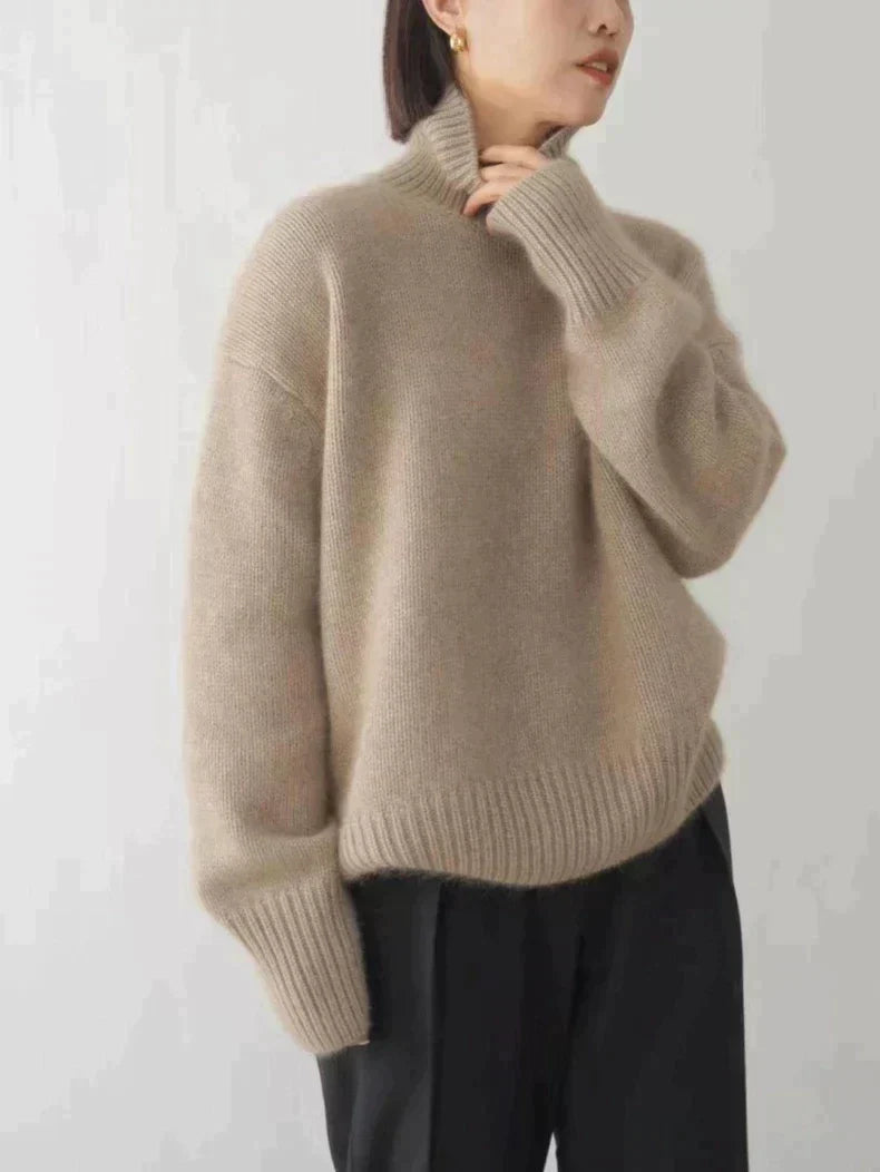 Elspeth | Damen Rollkragen Pullover Oversized - Cream - Image 6