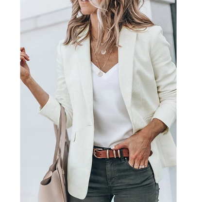 Emilia | Damen Taillierter Langarm Blazer - Beige - Image 1