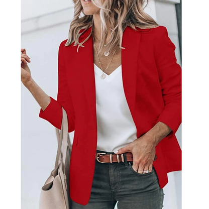 Emilia | Damen Taillierter Langarm Blazer - Beige - Image 11
