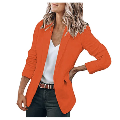 Emilia | Damen Taillierter Langarm Blazer - Beige - Image 9