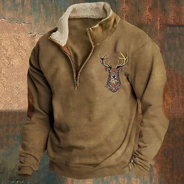 Herren Pullover Dreiviertel-Reißverschluss Regular Fit 1