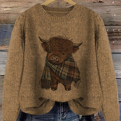 Strickpullover Damen | Highland-Kuh Motiv & Lockere Passform 16