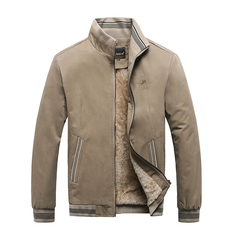 Herren Vintage Jacke Kragen Knopfverschluss Langarm Mantel 7