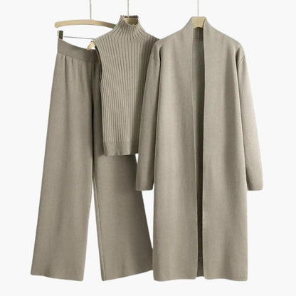 Knitwear | Three-Piece Knit Set with Sleeveless Roll Neck and Wide-Leg Trousers