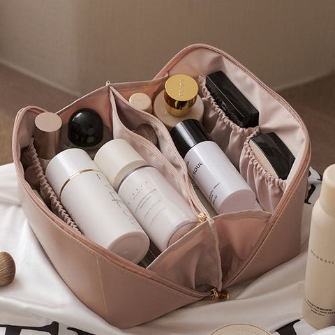 Damen Kosmetiktasche Groß Aufklappbar Innenfächer Reise 2