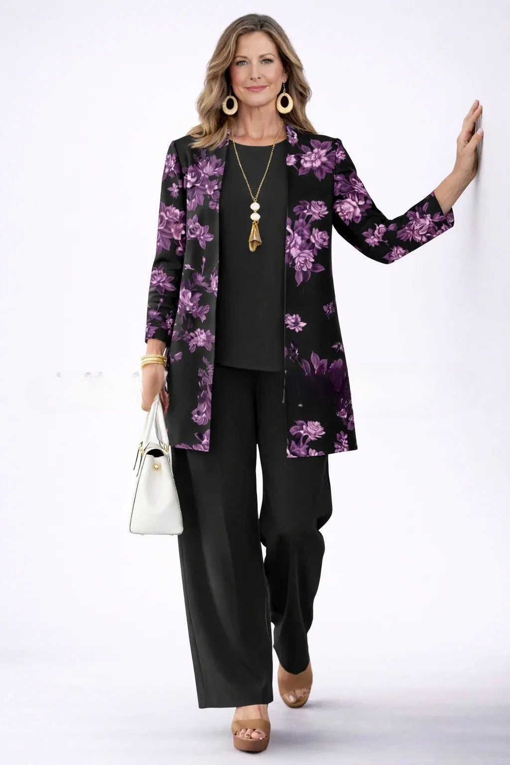 Cardigan Set Damen | 3-teilig mit Weste und Hose 41