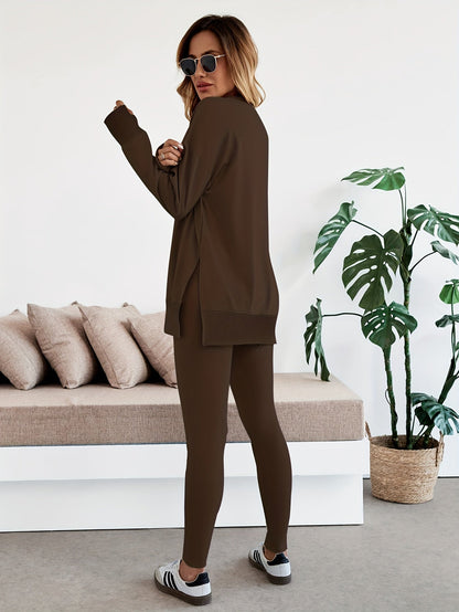 Fennara | Damen Loungewear-Set Oversize Pullover mit Leggings - Beige - Image 6