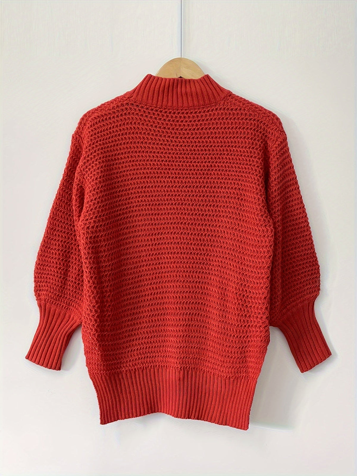 Fennara | Damen Oversize Strickpullover Grobstrick - Red - Image 4