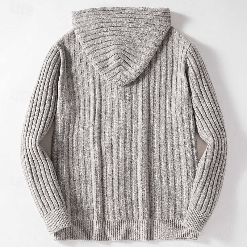 Fenwick | Herren Strickjacke mit Kapuze Zopfmuster - Light Grey - Image 4