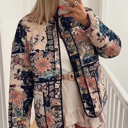 Fjelwara | Damen Gesteppte Winterjacke Patchwork Floral - Image 2