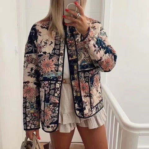 Fjelwara | Damen Gesteppte Winterjacke Patchwork Floral - Image 3
