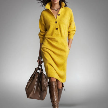 Fjorika | Damen Strickkleid Oversize Midi - Orange - Image 10