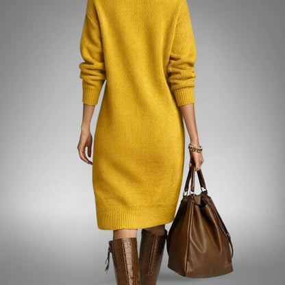 Fjorika | Damen Strickkleid Oversize Midi - Orange - Image 11