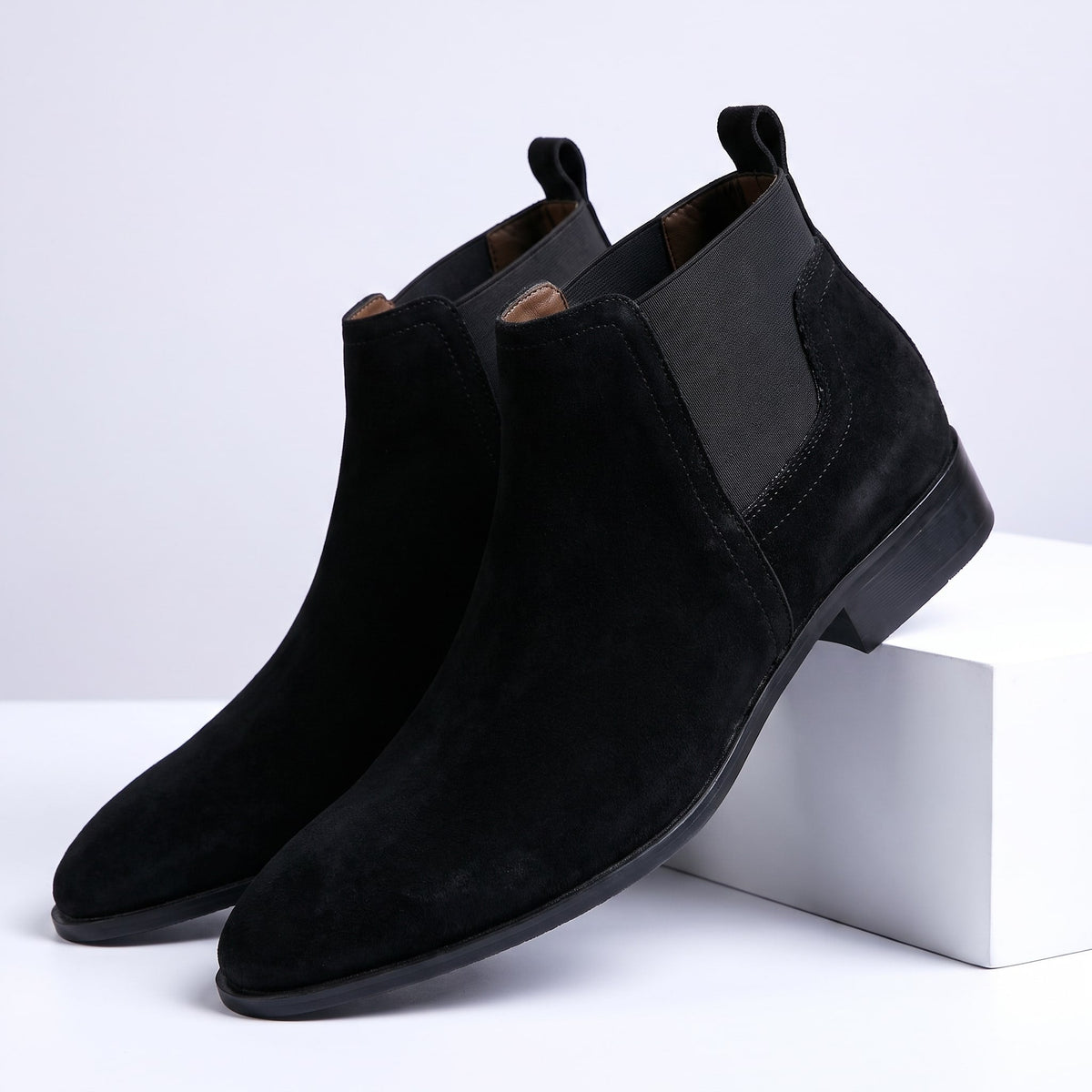 Herren Chelsea Boots Bequem Elastischer Seiteneinsatz Schlupf 5