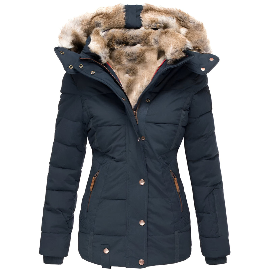 Damen Taillierte Winterjacke Kapuze Figurbetonter Schnitt 4