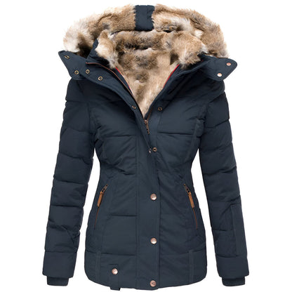 Damen Taillierte Winterjacke Kapuze Figurbetonter Schnitt 4