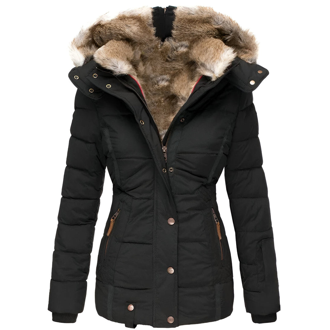 Damen Taillierte Winterjacke Kapuze Figurbetonter Schnitt 1
