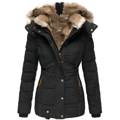 Damen Taillierte Winterjacke Kapuze Figurbetonter Schnitt 1