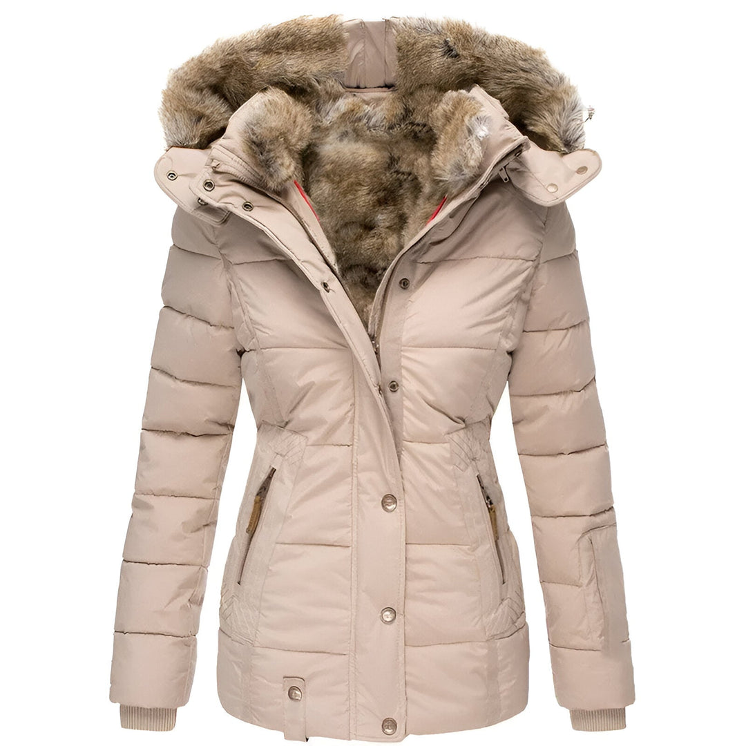 Damen Taillierte Winterjacke Kapuze Figurbetonter Schnitt 5