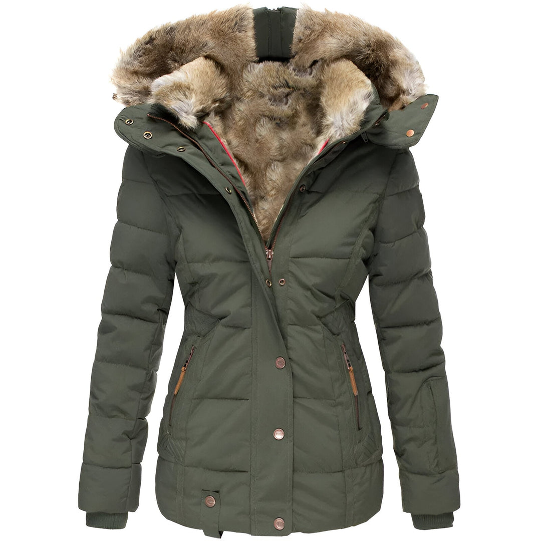 Damen Taillierte Winterjacke Kapuze Figurbetonter Schnitt 3