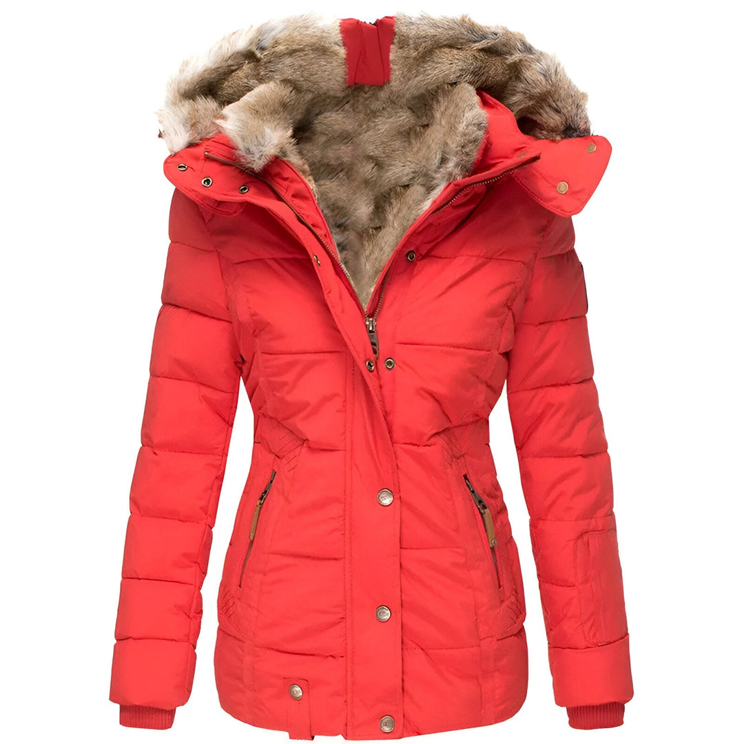 Damen Taillierte Winterjacke Kapuze Figurbetonter Schnitt 2