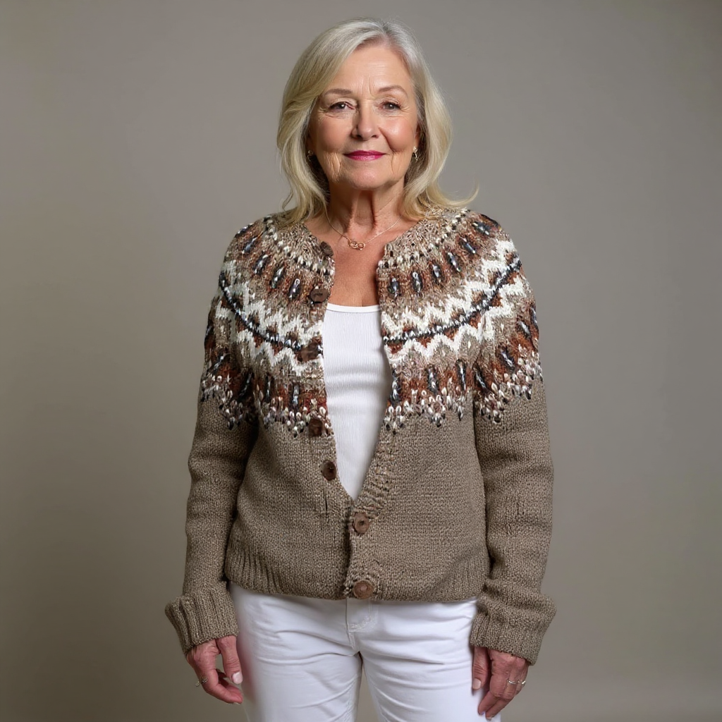 Strickjacke Damen | Vintage Muster & Kuschelig Warm 1