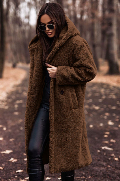 Freylin | Damen Teddymantel Oversize Wintermantel - Beige - Image 4