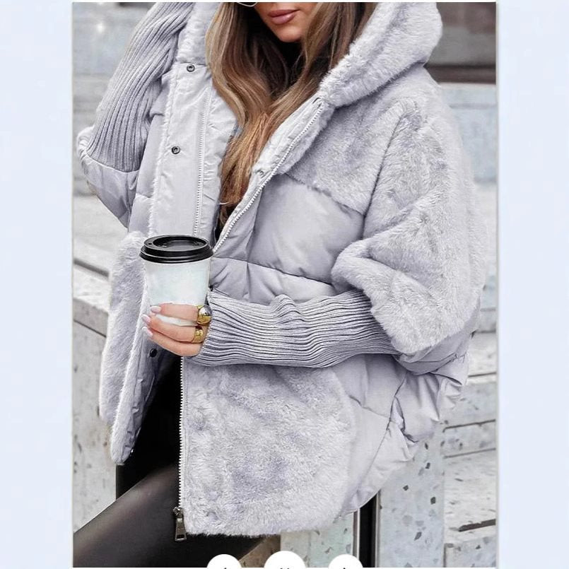 Freywind | Damen Gesteppte Winterjacke mit Kunstfellbesatz - Light Grey - Image 1