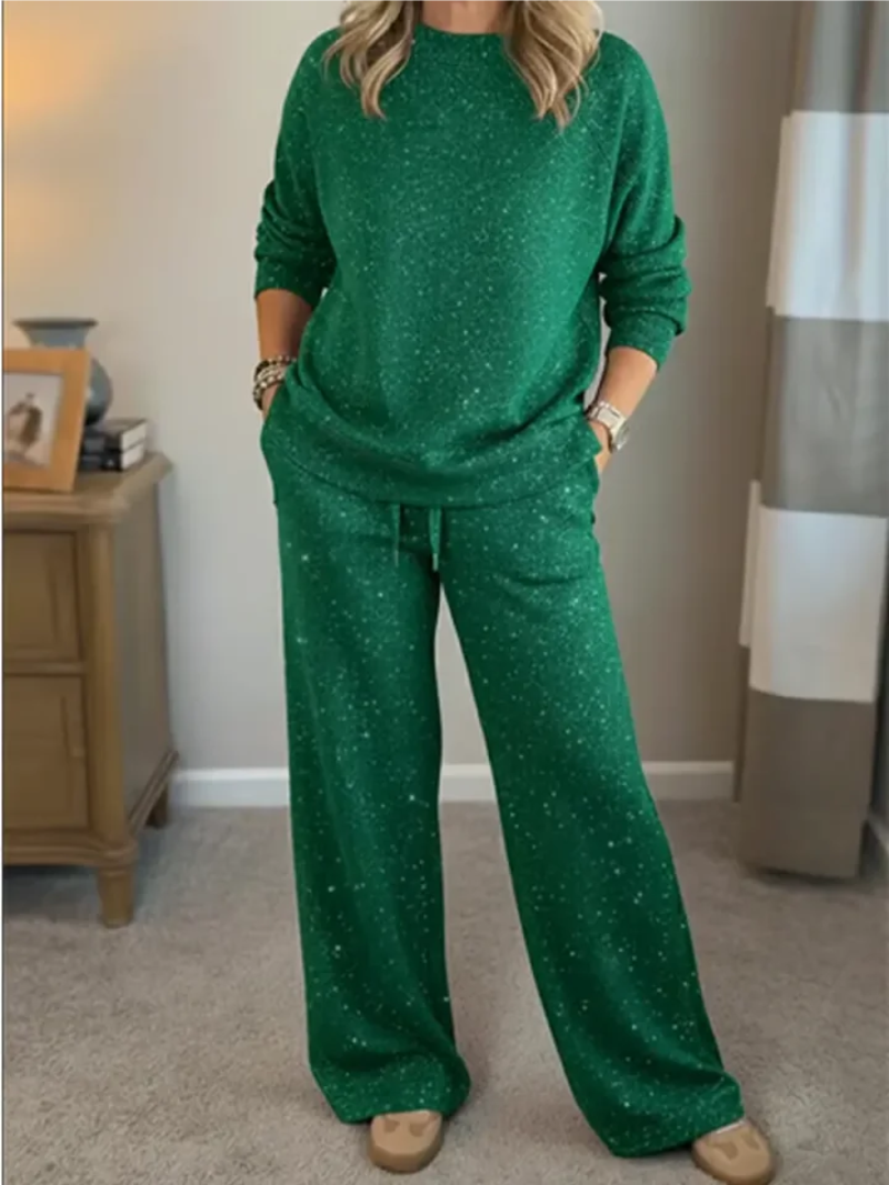 Friederun | Damen Hausanzug Zweiteiliges Loungewear Set - Red - Image 2