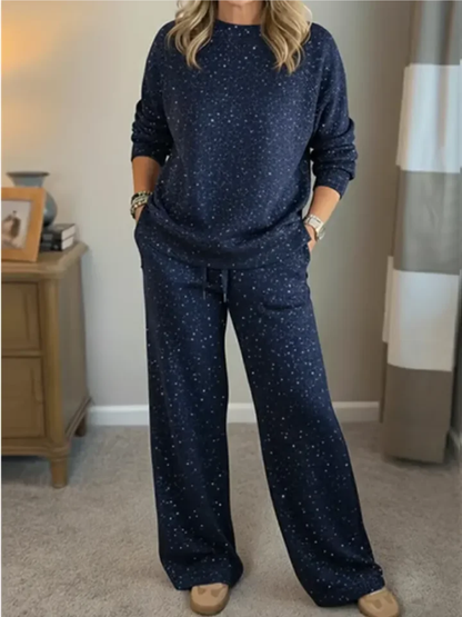 Friederun | Damen Hausanzug Zweiteiliges Loungewear Set - Red - Image 3