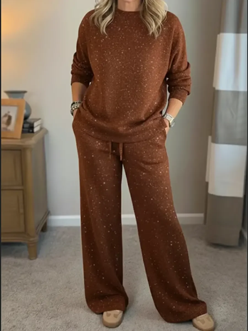 Friederun | Damen Hausanzug Zweiteiliges Loungewear Set - Red - Image 4