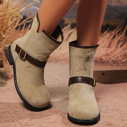 Gerdvik | Damen Stiefeletten Ankle Boots mit Schnalle - Beige - Image 1