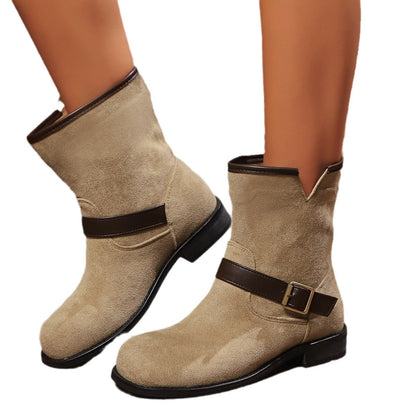 Gerdvik | Damen Stiefeletten Ankle Boots mit Schnalle - Beige - Image 5